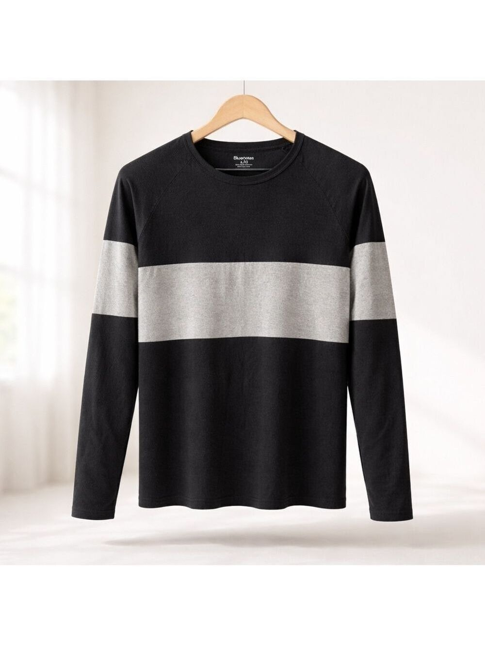 5/$25 Bluenotes Men’s Long Sleeve Colorblock Shirt Size Large Black & Grey